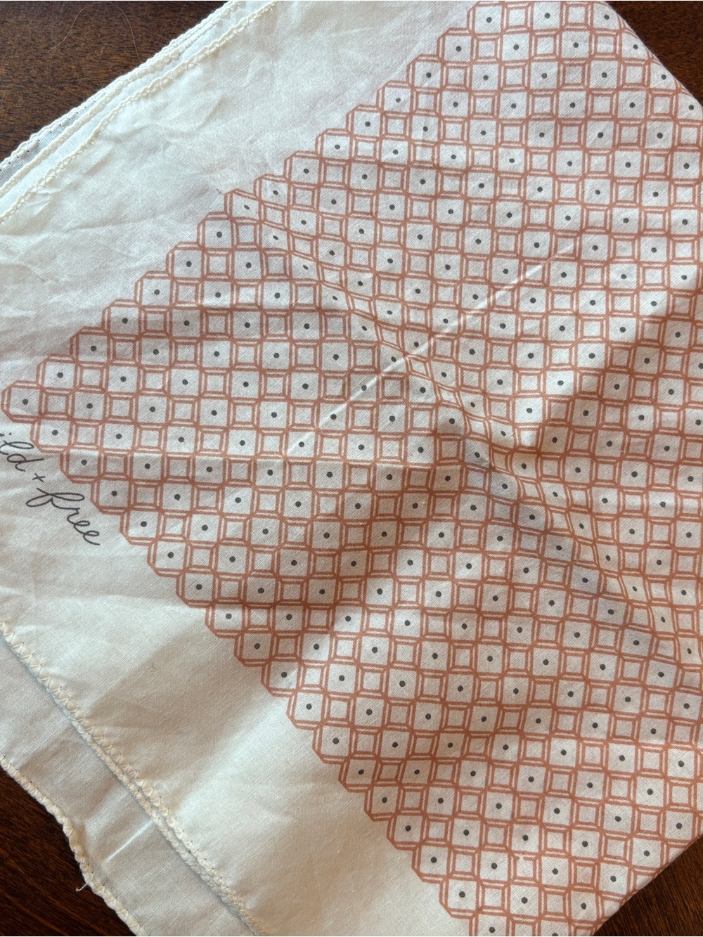 Jenni Earle Collection “Wild and FreCream Cotton Scarf with Pink Geometric Print